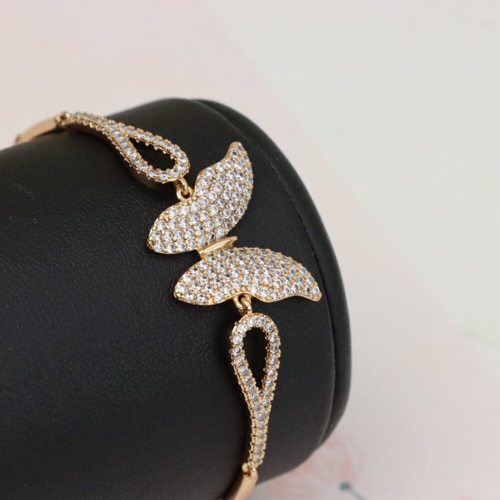 "Butterfly Wing Rose Gold Bracelet with Crystals, XPBL0986